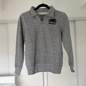 Roots Heathered Gray Kids Quarter-Zip Pullover